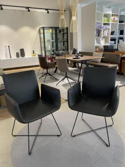 COR Stuhlsets|2er Set Stuhl Jalis Leder 179 Mocca Schwarz Gestell M20 Lack Schwarz