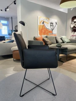 COR Stuhlsets|2er Set Stuhl Jalis Leder 179 Mocca Schwarz Gestell M20 Lack Schwarz