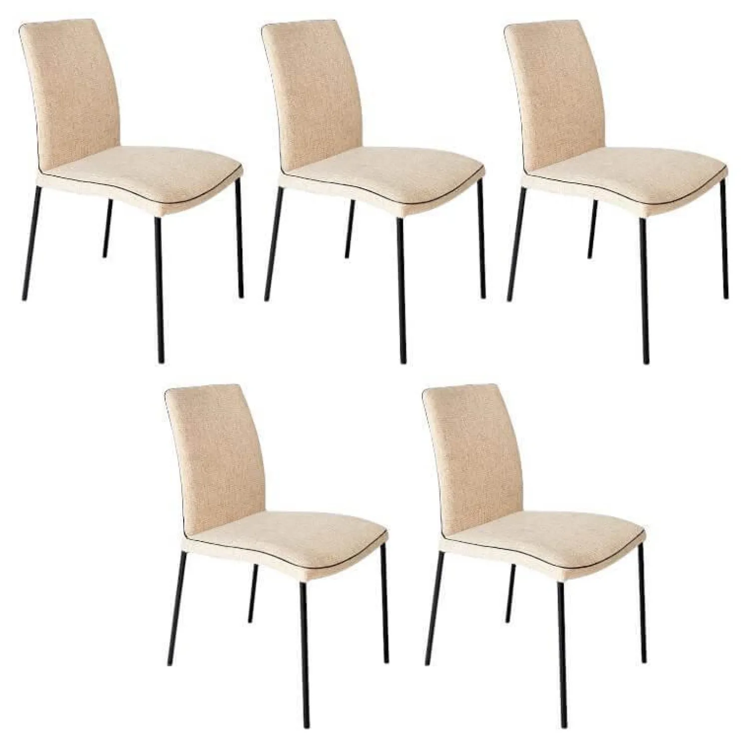 Christine Kröncke Stuhlsets|5er Set Stuhl Jaro 100 Stoff Frozen Harmony Beige Gestell Vierfuß Schwarz