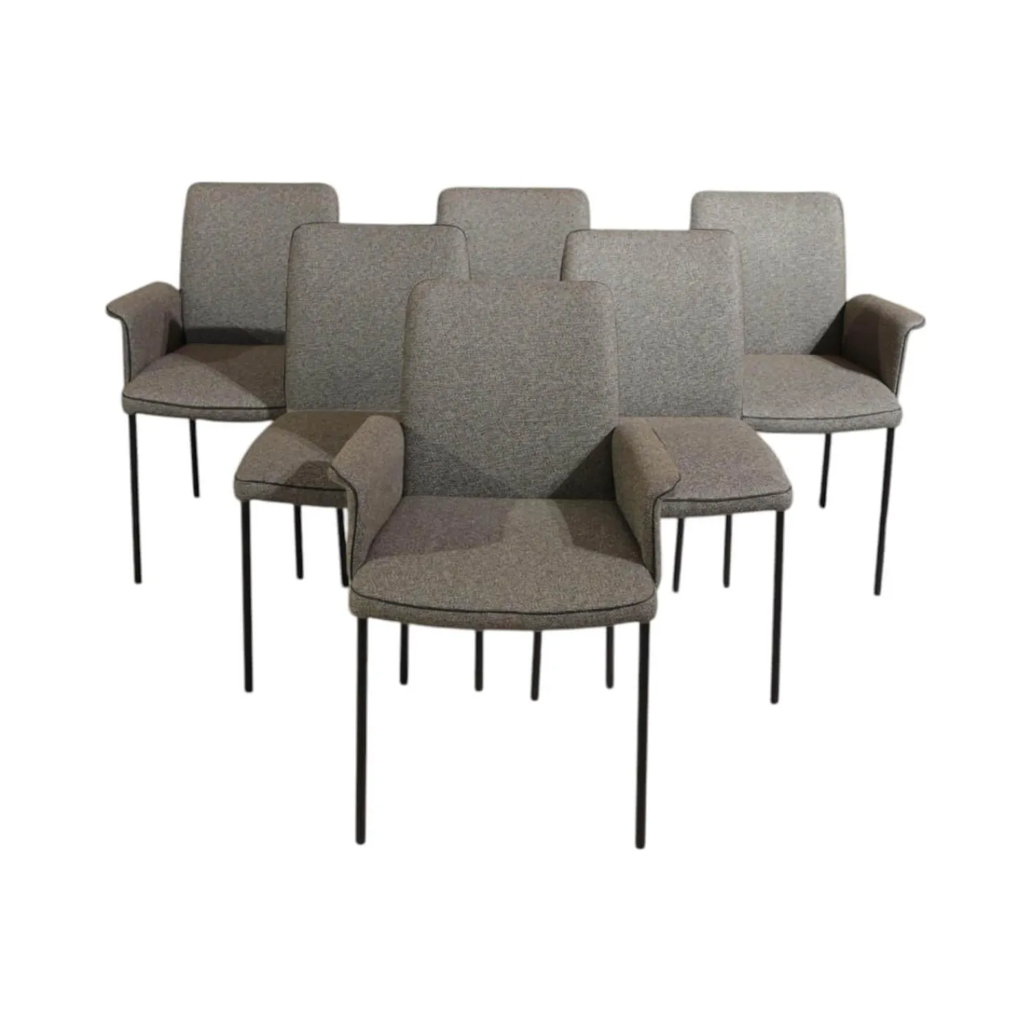 Christine Kröncke Stuhlsets|6er Set Stuhl Jaro 200 Stoff Matteo 033 Muscio Grau Keder Comfort Schwarz Gestell Schwarz Pulverbeschichtet Mit Kunststoffgleitern Ohne Tisch