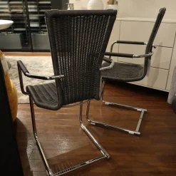 Bacher Stuhlsets|2er Set Stuhl Jimmy 0081 Geflecht Grau Gestell Metall Hochglanz Verchromt