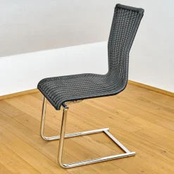 Bacher Stuhlsets|4er Set Stuhl Jimmy Saleen Geflecht Schwarz Gestell Chrom