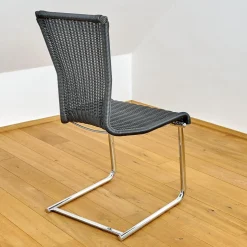 Bacher Stuhlsets|4er Set Stuhl Jimmy Saleen Geflecht Schwarz Gestell Chrom