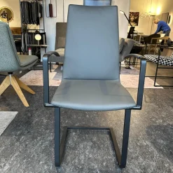 Bacher Stuhlsets|3er Set Stuhl Karma Leder Toledo Anthrazit Gestell Flachstahl Schwarz Mit Und Ohne Armlehnen