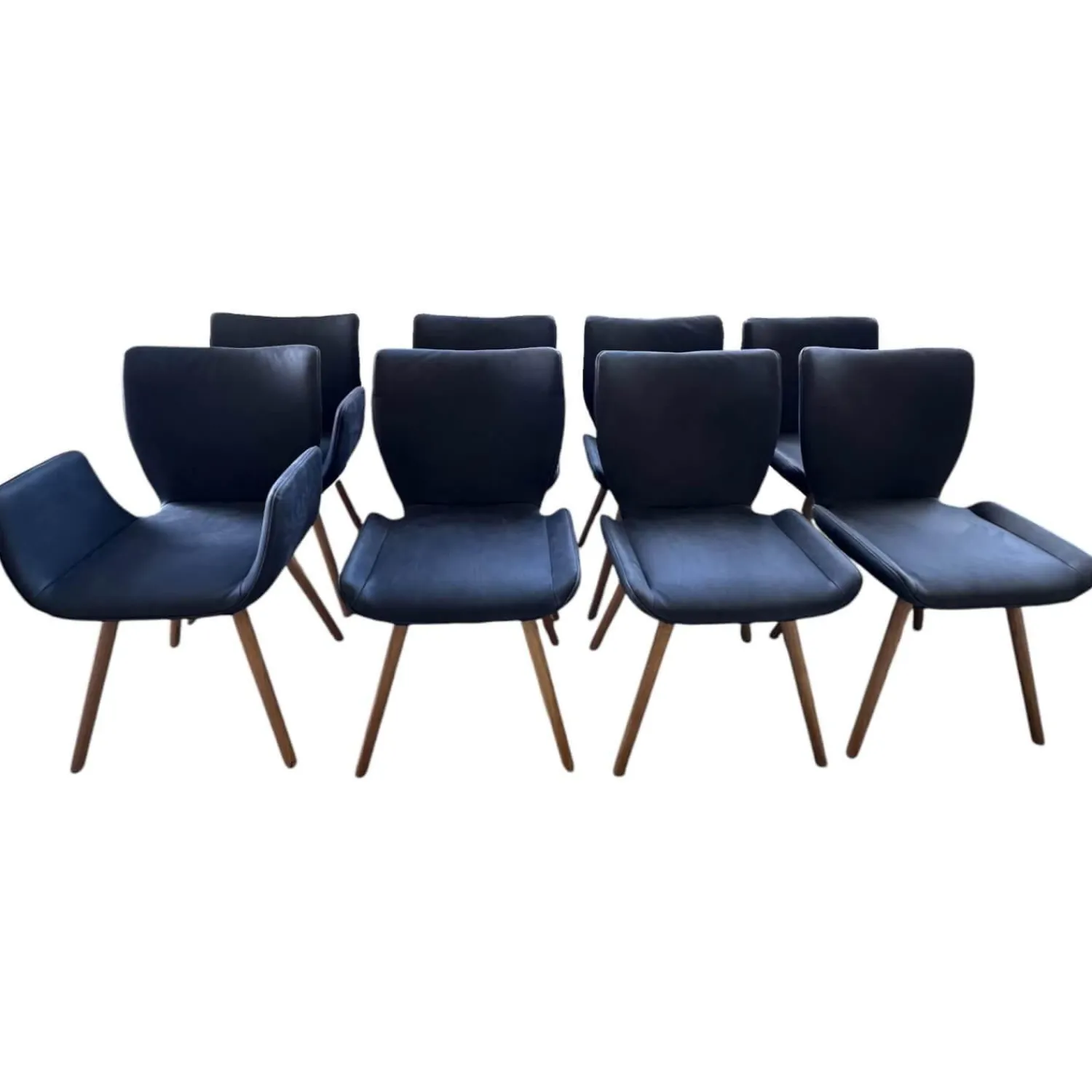 Scholtissek Stuhlsets|8er Set Stuhl Kasaar Leder Novera 0523 Black Off Schwarz Gestell Knorrige Eiche Natur Geölt