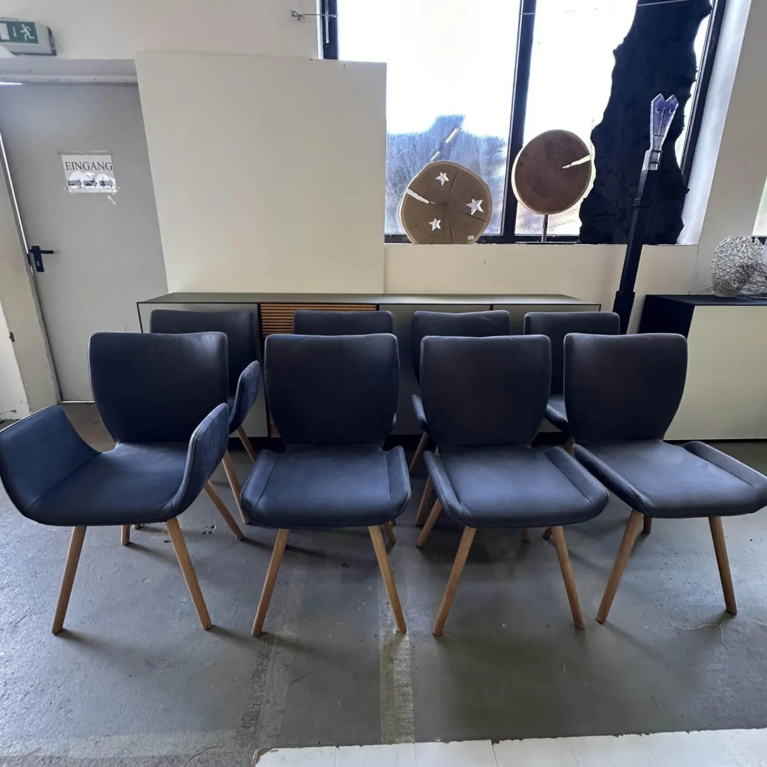 Scholtissek Stuhlsets|8er Set Stuhl Kasaar Leder Novera 0523 Black Off Schwarz Gestell Knorrige Eiche Natur Geölt