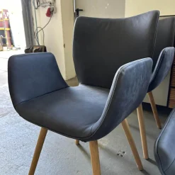 Scholtissek Stuhlsets|8er Set Stuhl Kasaar Leder Novera 0523 Black Off Schwarz Gestell Knorrige Eiche Natur Geölt