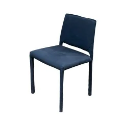 Riva1920 Stuhlsets|2er Set Stuhl Kau Soft Leder Nabuk Dunkelblau Gestell Metallrahmen Mit Leder Bezogen Dunkelblau