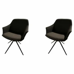 Mobliberica Stuhlsets|2er Set Stuhl Kedua Textilgewebe CO-11 Schwarz Grau Metallgestell Schwarz Drehbar