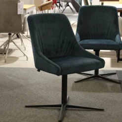 Venjakob Stuhlsets|6er Set Stuhl Lani Stoff Dubai Petrol Blau Gestell Metall Anthrazit Matt Mit Drehschwingfunktion