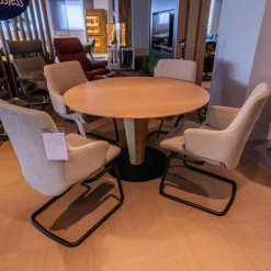 Stressless Stuhlsets|4er Set Stuhl Laurel L Bezug Stoff 500 Daisy 80 Beige Gestell D400 Matt Schwarz