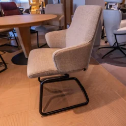 Stressless Stuhlsets|4er Set Stuhl Laurel L Bezug Stoff 500 Daisy 80 Beige Gestell D400 Matt Schwarz