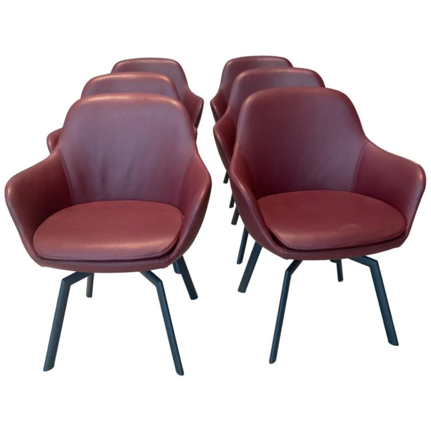 Wimmer Stuhlsets|6er Set Stuhl Leder Colorado Kaminrot Rot Gestell Metall Schwarz Grau Drehbar