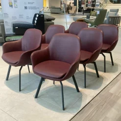 Wimmer Stuhlsets|6er Set Stuhl Leder Colorado Kaminrot Rot Gestell Metall Schwarz Grau Drehbar