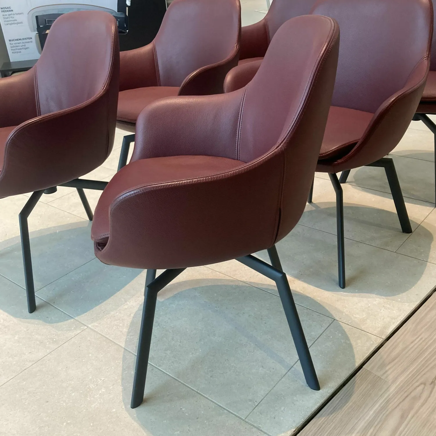 Wimmer Stuhlsets|6er Set Stuhl Leder Colorado Kaminrot Rot Gestell Metall Schwarz Grau Drehbar