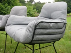 Freifrau Stuhlsets|2er Set Stuhl Leyasol High Stoff Lopi Cloud Drahtgestell ME001 Schwarz Mit Kunststoffgleitern