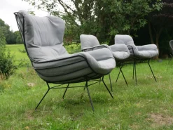 Freifrau Stuhlsets|2er Set Stuhl Leyasol High Stoff Lopi Cloud Drahtgestell ME001 Schwarz Mit Kunststoffgleitern