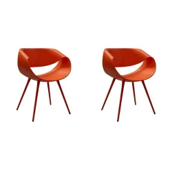 Züco Stuhlsets|2er Set Stuhl Little Perillo Schale Hartschaum Koralle Orange Rot Gestell Alu Koralle
