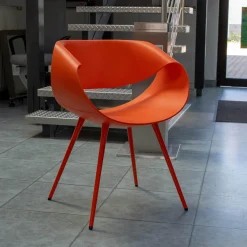 Züco Stuhlsets|2er Set Stuhl Little Perillo Schale Hartschaum Koralle Orange Rot Gestell Alu Koralle