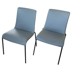 Walter Knoll Stuhlsets|2er Set Stuhl Liz 1302 Leder Congress 1440 Marram Grau Bise Schwarz 4 Bein Untergestell Matt Pulverbeschichtet Schwarz