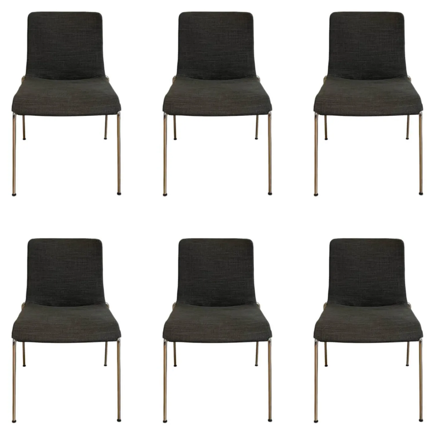 Walter Knoll Stuhlsets|6er Set Stuhl Liz 1300 Stoff Bora Slate Grau Gestell Hochglanz Verchromt Stapelbar Mit Kunststoffgleitern