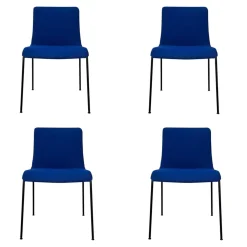 Walter Knoll Stuhlsets|4er Set Stuhl Liz 1300 Stoff Steelcut Trio Blau Gestell Stahl Schwarz Matt Pulverbeschichtet Mit Kunststoffgleitern