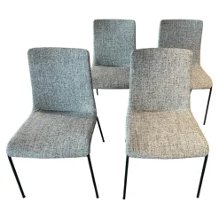 Walter Knoll Stuhlsets|4er Set Stuhl Liz 1302 Stoff Tao 7730 Moonlight 26 Grau Gestell Schwarz Matt Pulverbeschichtet