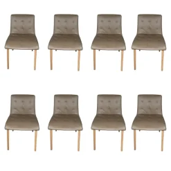 Walter Knoll Stuhlsets|8er Set Stuhl Liz Wood Leder Elen Fango Braun Gestell Eiche Weiß Pigmentiert Geölt Mit Teflongleitern