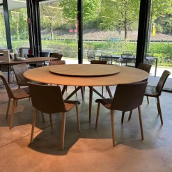 Walter Knoll Stuhlsets|8er Set Stuhl Liz Wood Leder Elen Fango Braun Gestell Eiche Weiß Pigmentiert Geölt Mit Teflongleitern