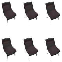 Wimmer Stuhlsets|6er Set Stuhl LS20 455100 Linja Innen Stoff ROM8006 Romeo Brownie Grau Braun Außen Leder LIN 682 Linea Coffee Schwarz Gestell Metall RAL 8019 Grau Braun Pulverbeschichtet