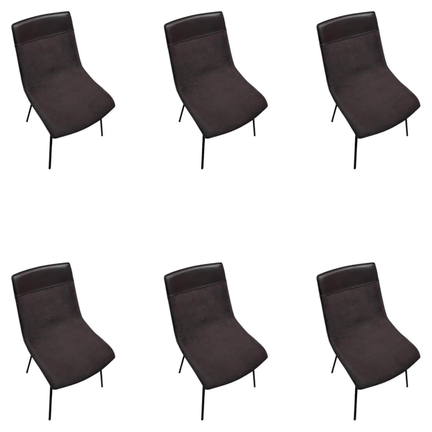 Wimmer Stuhlsets|6er Set Stuhl LS20 455100 Linja Innen Stoff ROM8006 Romeo Brownie Grau Braun Außen Leder LIN 682 Linea Coffee Schwarz Gestell Metall RAL 8019 Grau Braun Pulverbeschichtet