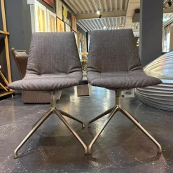 Team 7 Stuhlsets|2-er Set Stuhl Lui Stoff Canvas 154 Drehgestell Edelstahl Finish