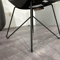 Team 7 Stuhlsets|6er Set Stuhl Lui Und Grand Lui Bezug Stoff Canvas 154 Grau Außen Leder Origon Schwarz 70240 Drahtgestell Schwarz Matt Pulverbeschichtet