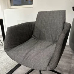 Team 7 Stuhlsets|6er Set Stuhl Lui Und Grand Lui Bezug Stoff Canvas 154 Grau Außen Leder Origon Schwarz 70240 Drahtgestell Schwarz Matt Pulverbeschichtet