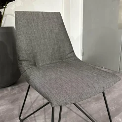 Team 7 Stuhlsets|6er Set Stuhl Lui Und Grand Lui Bezug Stoff Canvas 154 Grau Außen Leder Origon Schwarz 70240 Drahtgestell Schwarz Matt Pulverbeschichtet