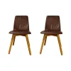 KFF Stuhlsets|2er Set Stuhl Maverick Leder Sauvage Brasil Braun Gepolstert Gestell Eiche Mit Kunststoffgleiter Braun