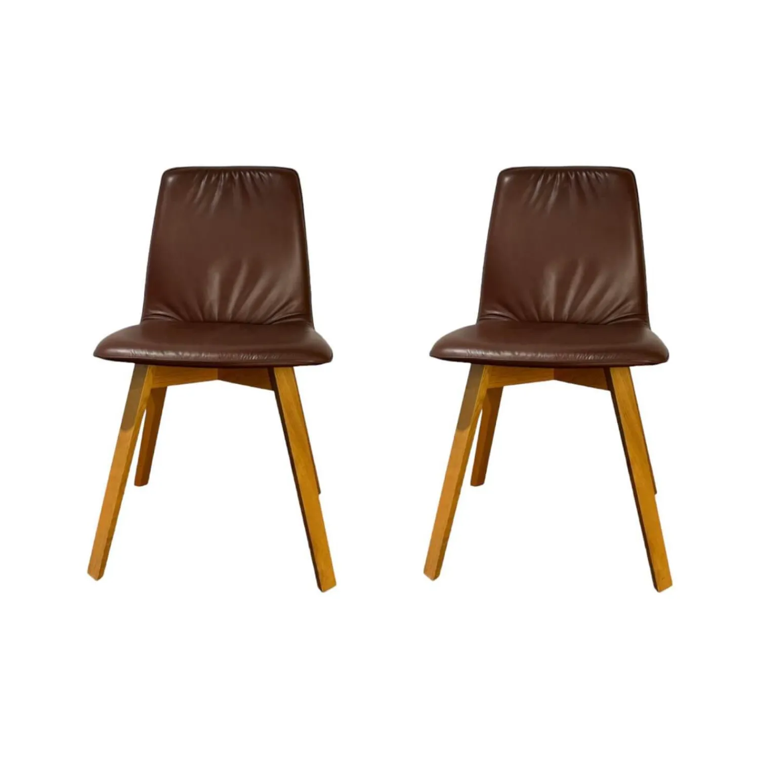 KFF Stuhlsets|2er Set Stuhl Maverick Leder Sauvage Brasil Braun Gepolstert Gestell Eiche Mit Kunststoffgleiter Braun