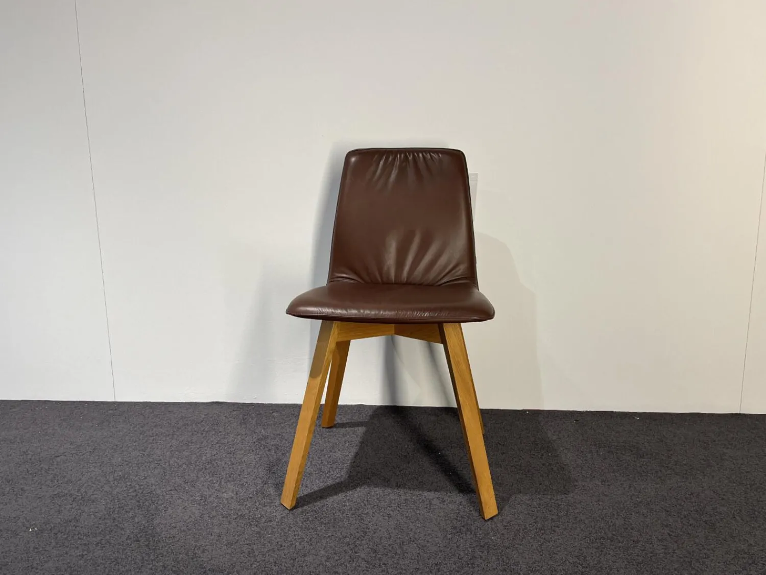 KFF Stuhlsets|2er Set Stuhl Maverick Leder Sauvage Brasil Braun Gepolstert Gestell Eiche Mit Kunststoffgleiter Braun