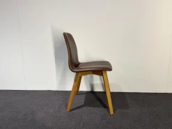 KFF Stuhlsets|2er Set Stuhl Maverick Leder Sauvage Brasil Braun Gepolstert Gestell Eiche Mit Kunststoffgleiter Braun