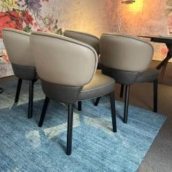 Wittmann Stuhlsets|4er Set Stuhl Morton 22194 Leder Toro Taube Braun Grau Füße Esche Schwarz Lackiert