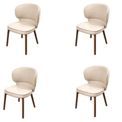 Wittmann Stuhlsets|4er Set Stuhl Morton Stoff Majestic River Beige Keder Mocca Braun Fuß Nussbaum