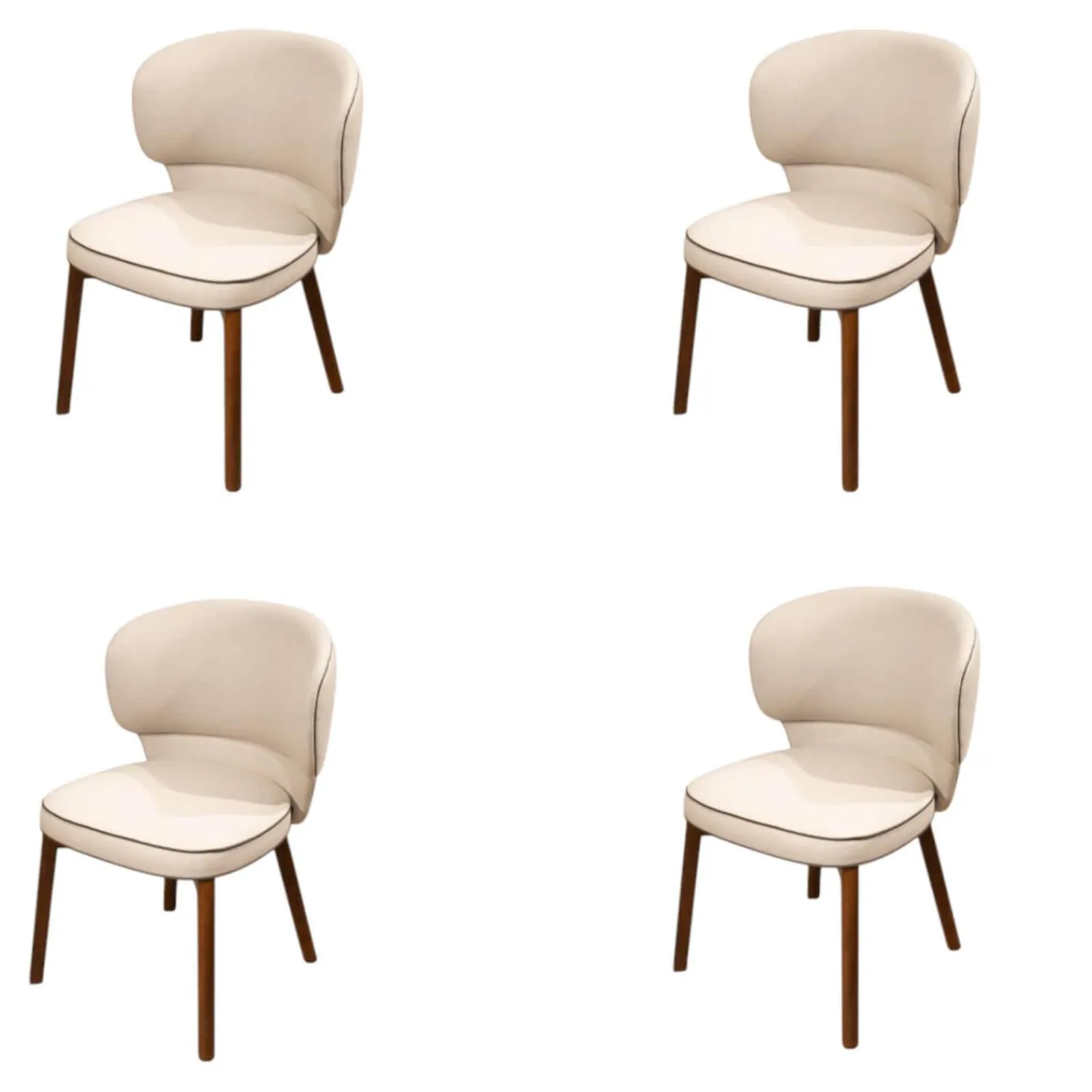 Wittmann Stuhlsets|4er Set Stuhl Morton Stoff Majestic River Beige Keder Mocca Braun Fuß Nussbaum