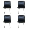 MDF Italia Stuhlsets|4er Set Stuhl Neil Leather And Stool Sattelleder Schwarz Gestell Chrom Schwarz