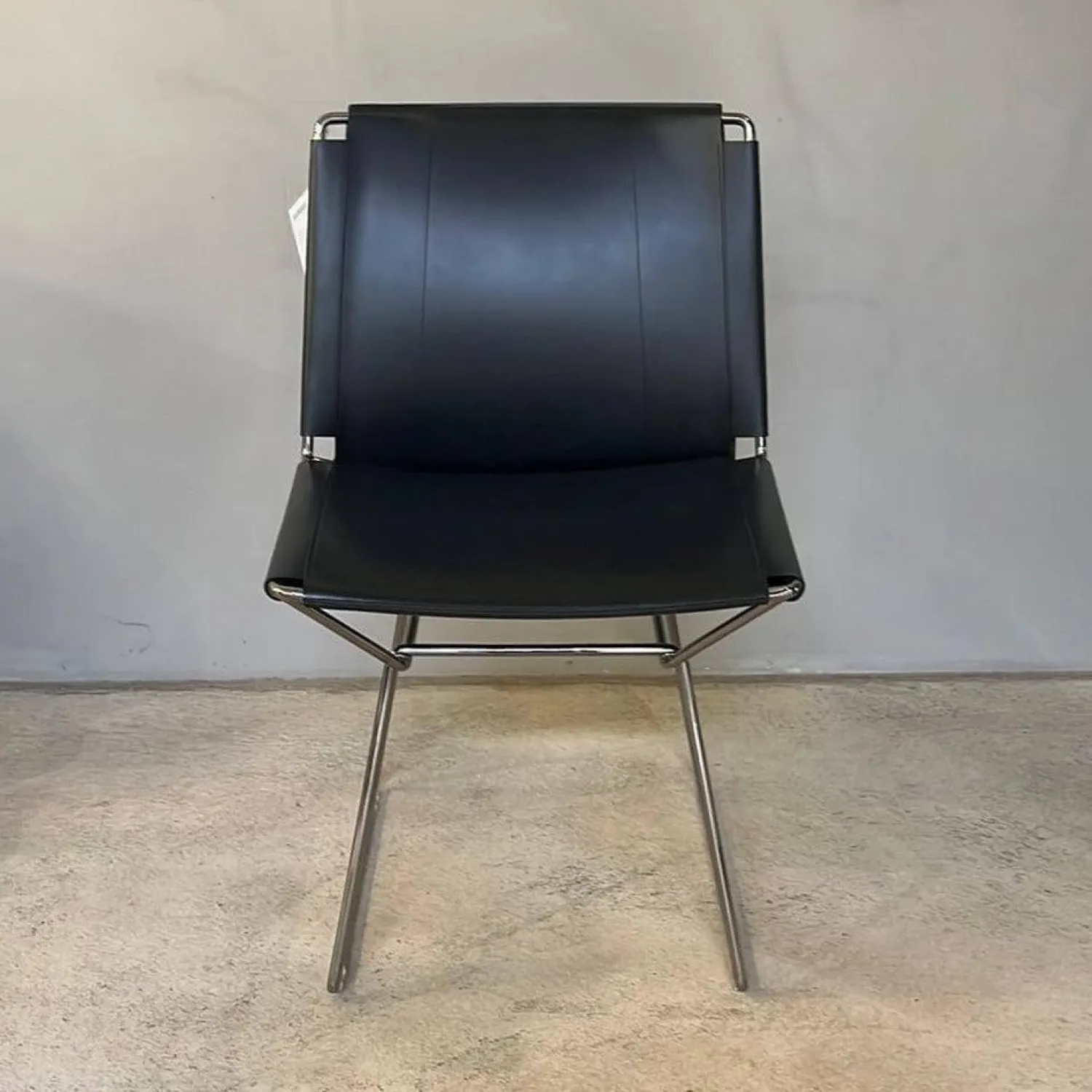 MDF Italia Stuhlsets|4er Set Stuhl Neil Leather And Stool Sattelleder Schwarz Gestell Chrom Schwarz