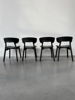 Zeitraum Stuhlsets|4er Set Stuhl Nonoto Comfort Bezug Leder Reinhardt Jepard Black Schwarz Gestell Eiche Gebeizt Graphite Schwarz