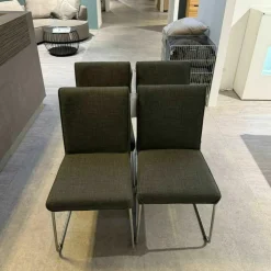 Hülsta Stuhlsets|4er Set Stuhl Now Dining S21 Flachgewebe Anthrazit Metallgestell Kufen Chrom