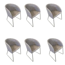 Hülsta Stuhlsets|6er Set Stuhl Now Dining S19 1 Strukturstoff S010 Taupe Grau Kufen Metall Chrom Glänzend