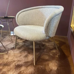 Freifrau Stuhlsets|2er Set Stuhl Ona Cocktail Stoff Sahco Safire 0004 Grau Gestell Stahl Messing Grau