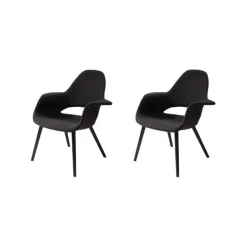 Vitra Stuhlsets|2er Set Stuhl Organic Chair Bezug Stoff Cosy Schwarz Gestell Esche Schwarz Mit Filzgleitern