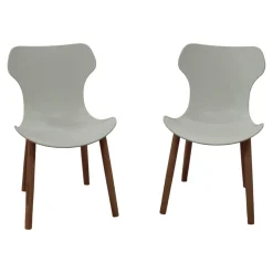 B&B Italia Stuhlsets|2-er Set Stuhl Papilio Shell SH2 Schale Kunststoff Weiß Gestell Eiche Hell Gebürstet